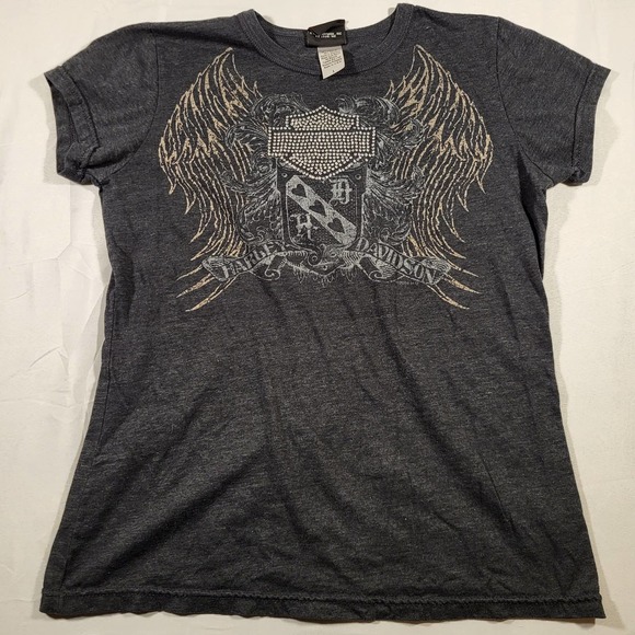 Harley-Davidson Tops - Harley Davidson Large Bling T-Shirt Joplin, MO Rhinestone Logo Cycle Connection